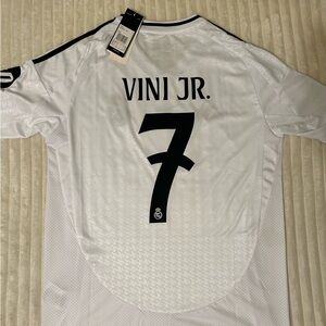adidas White Soccer Jersey with Black Accents( VINI JR. 7)
